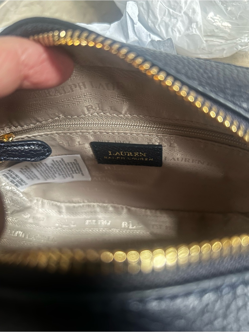 Ralph Lauren Black Camera Bag Embossed RL Pebbled Leather Crossbody - Picture 12 of 16